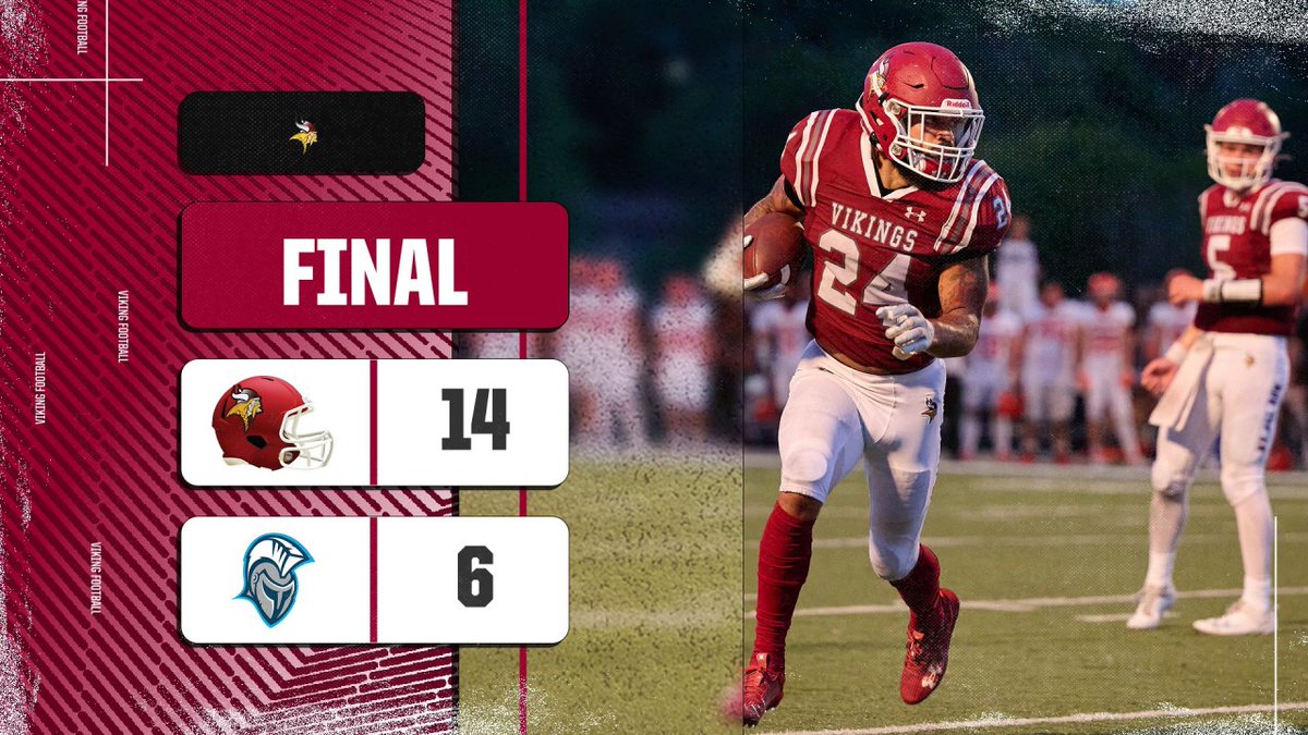 🏈 FINAL
VCSU 14, Dakota State 6

Justice Bice racks up 136 all-purpose yards and 2 TDs.
The Viking defense finishes with 12 TFL including 3 sacks by Riley Garhardt.

VCSU is now 2-1 overall and 1-0 in the NSAA.
#GoVikings