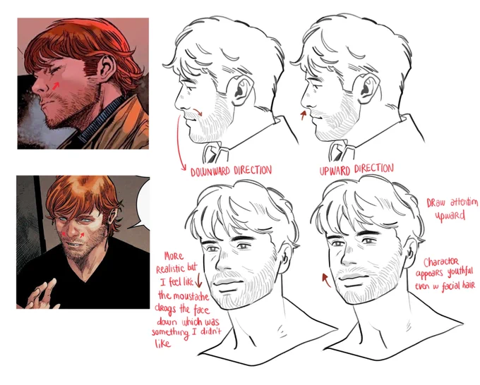 a neat trick i picked up while doing a study of Checchetto's art. Its an unusual way of drawing moustache but it works imo!! 
