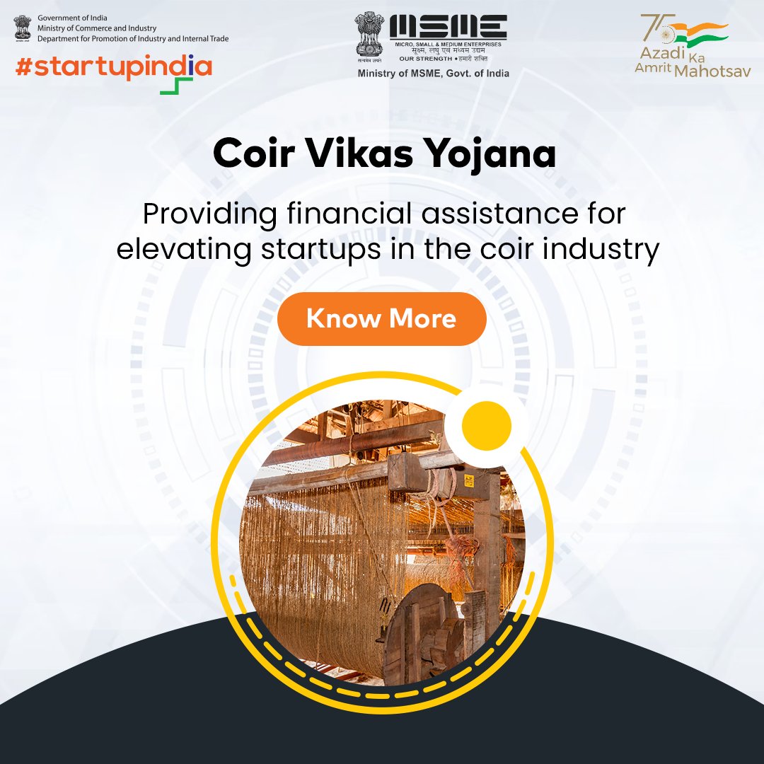 startupindia's tweet photo. The #CoirVikasYojana is a transformative initiative that weaves the power of entrepreneurship with the richness of coir, creating new avenues for growth &amp;amp; sustainability.

Visit: https://t.co/X2H6Nb1wVr

#StartupIndia #CoirStartups #IndianStartups #Entrepreneurs https://t.co/77JDwTaf9z