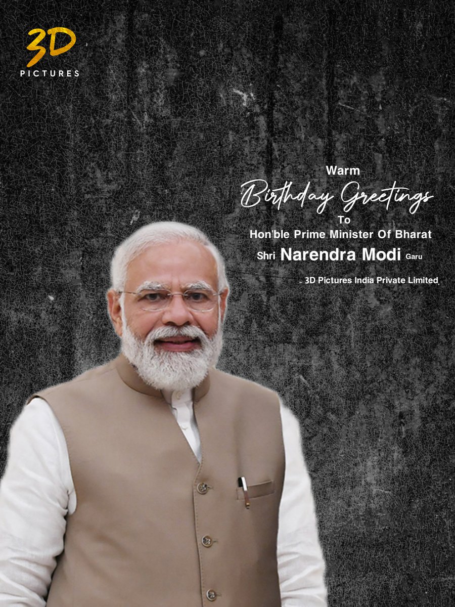 3DPicturesOffl's tweet photo. Warmest birthday greetings to hon'ble prime minister of bharat shri @narendramodi garu happiness and prosperity ahead sir ! 

- 3D Pictures India Private Limited. 

#HappyBdayModiJi #india https://t.co/2IIDrbJwYq