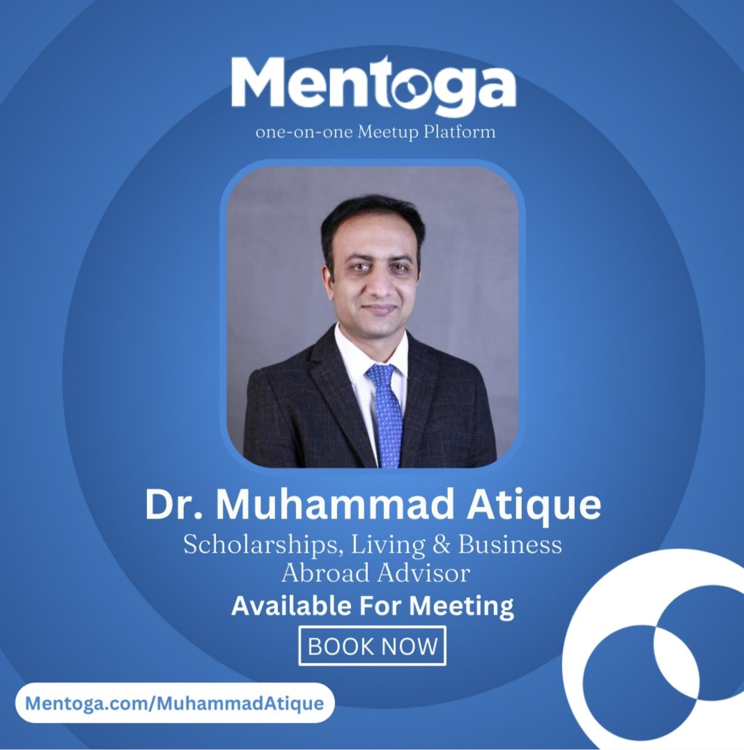 atiquekhokhar's tweet image. Connect with me on Mentoga app for all your scholarship, study abroad, business, and migration plans! As your adviser, I offer text, video, and audio options to discuss your goals. mentoga.com/muhammadatique
Let's make your dreams a reality. #Mentoga #StudyAbroad #MigrationPlan