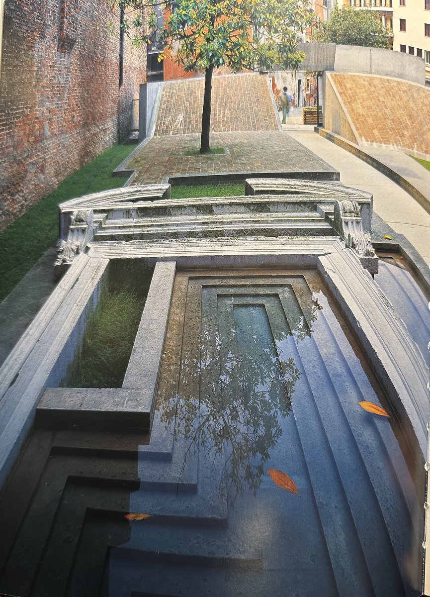 architext14's tweet photo. Scarpa IUAV entry. Portico laid flat and terraced down into asymmetric pool. https://t.co/1eVJORPkaJ