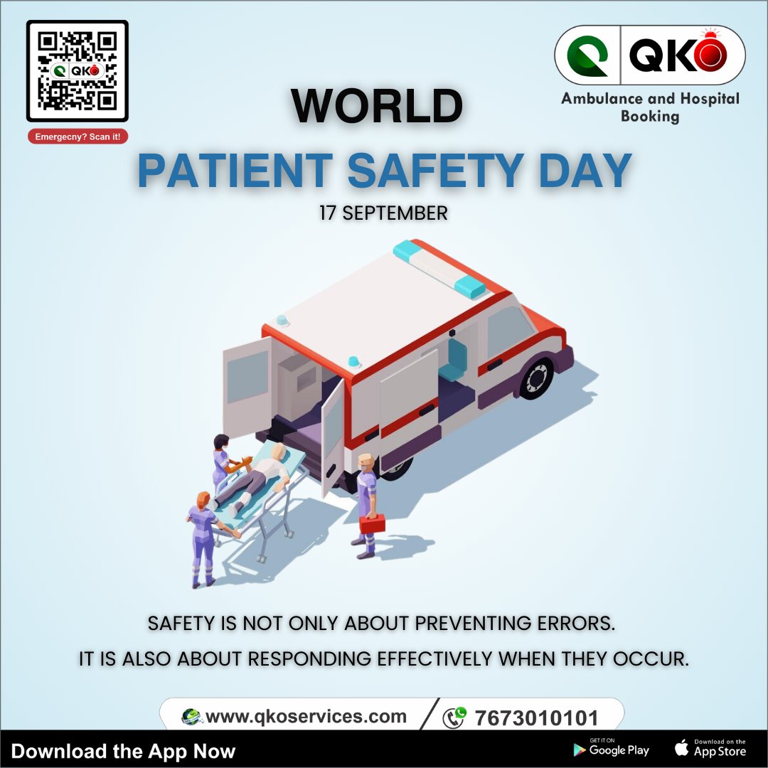 QkoServices's tweet photo. When you need urgent medical care, you deserve to be transported safely and swiftly.

#WorldPatientSafetyDay!

Follow Us: QKO Services

#qkoservices #worldpatientsafetyday2023 #PatientSafety #PatientFirst #PatientComfort #patientcarefirst #patientsafetyfirst #WorldPatientSafety https://t.co/QjnjBonDZq