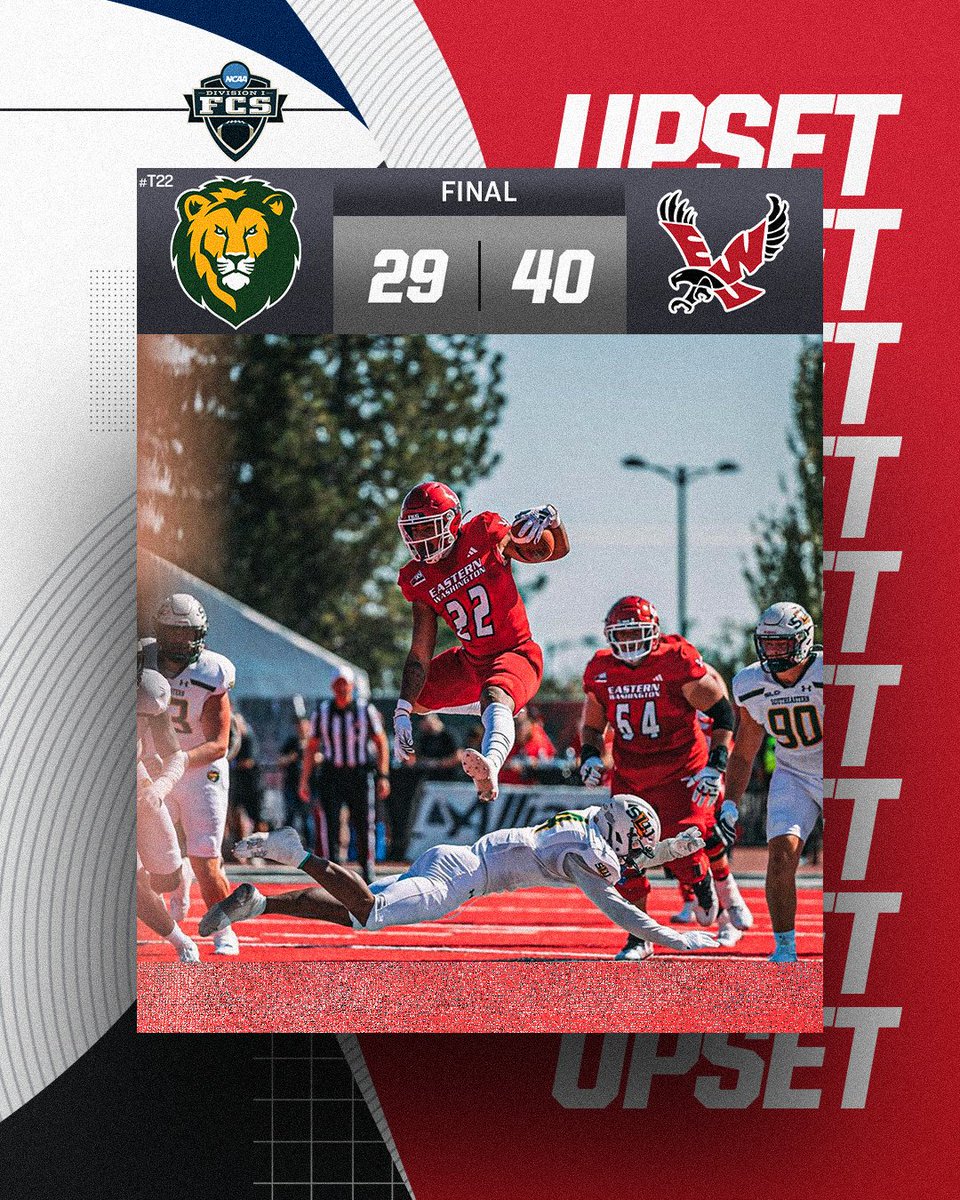 🚨UPSET ALERT🚨

<a href="/EWUFootball/">EWU Football 🏈</a> upsets No. T22 <a href="/LionUpFootball/">Southeastern Football</a>, 40-29.

#FCS