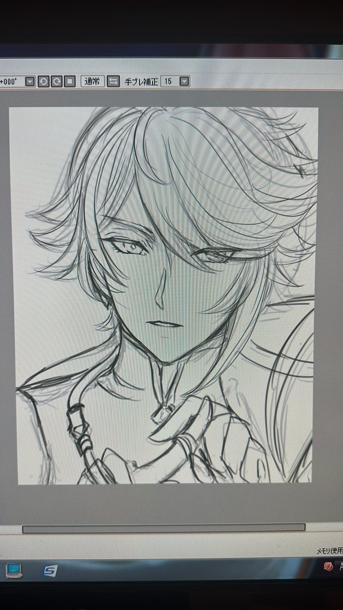 @mri_kk この段階まで描いたら色を下絵の下に塗って統合して線を一つにしながら塗ってますよ 