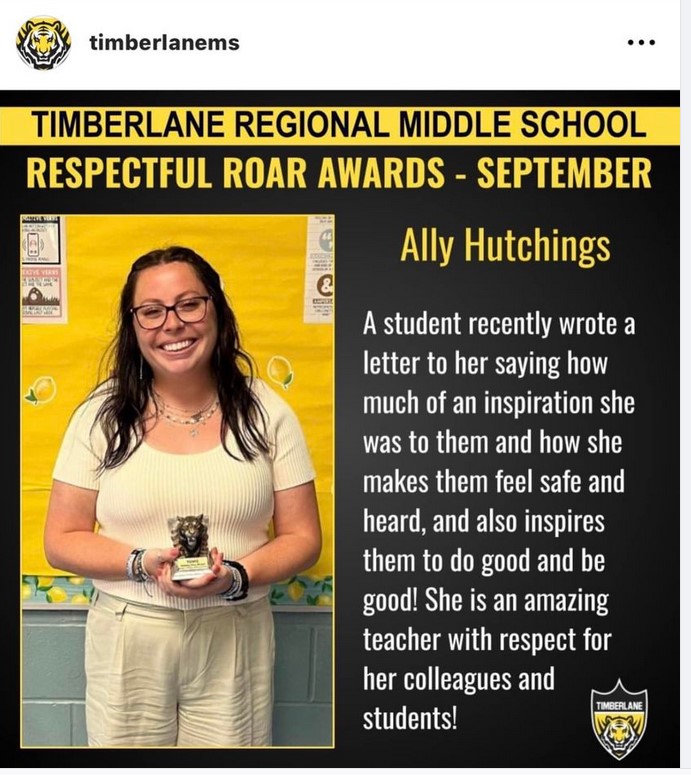The <a href="/ECSchoolofEd/">EC School of Education</a> congratulates Ally Hutchings '2021 <a href="/EmmanuelCollege/">Emmanuel College</a> highlighted by Timerberlane Regional Middle School, NH.  We are proud of your success as a teacher and the values you bring your students.  <a href="/EmmanuelAlumni/">Emmanuel Alumni</a> @NDSchool <a href="/BradleydDeirdre/">DeirdreBradleyTurner</a>  @EcAcAd