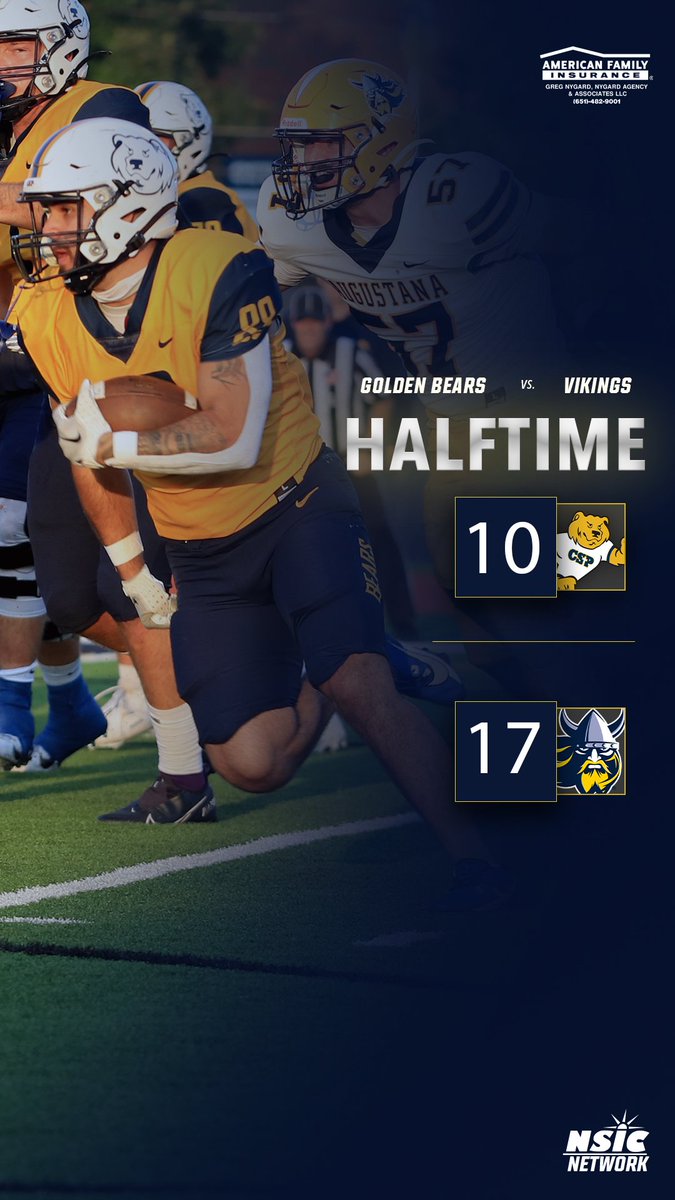 @CSPBearsFB trails at the half to Augustana #BeGolden | #WeAreCSP | #NSICFB