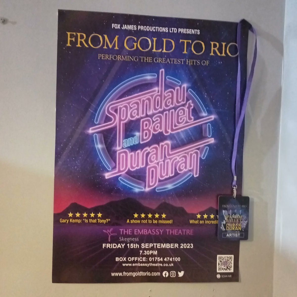 steffithemonkey's tweet photo. Thank you Embassy Theatre, Skegness for one of their posters. I feel very loved by the band and theatre. 
So here it is, the Poster &amp; Badge Hanging Proudly on the Wall
Thank You for giving me them. I'm so happy and buzzing #feelingspecial #fromgoldtorio #besttimeoftheyear https://t.co/Bo0yQS0HNQ