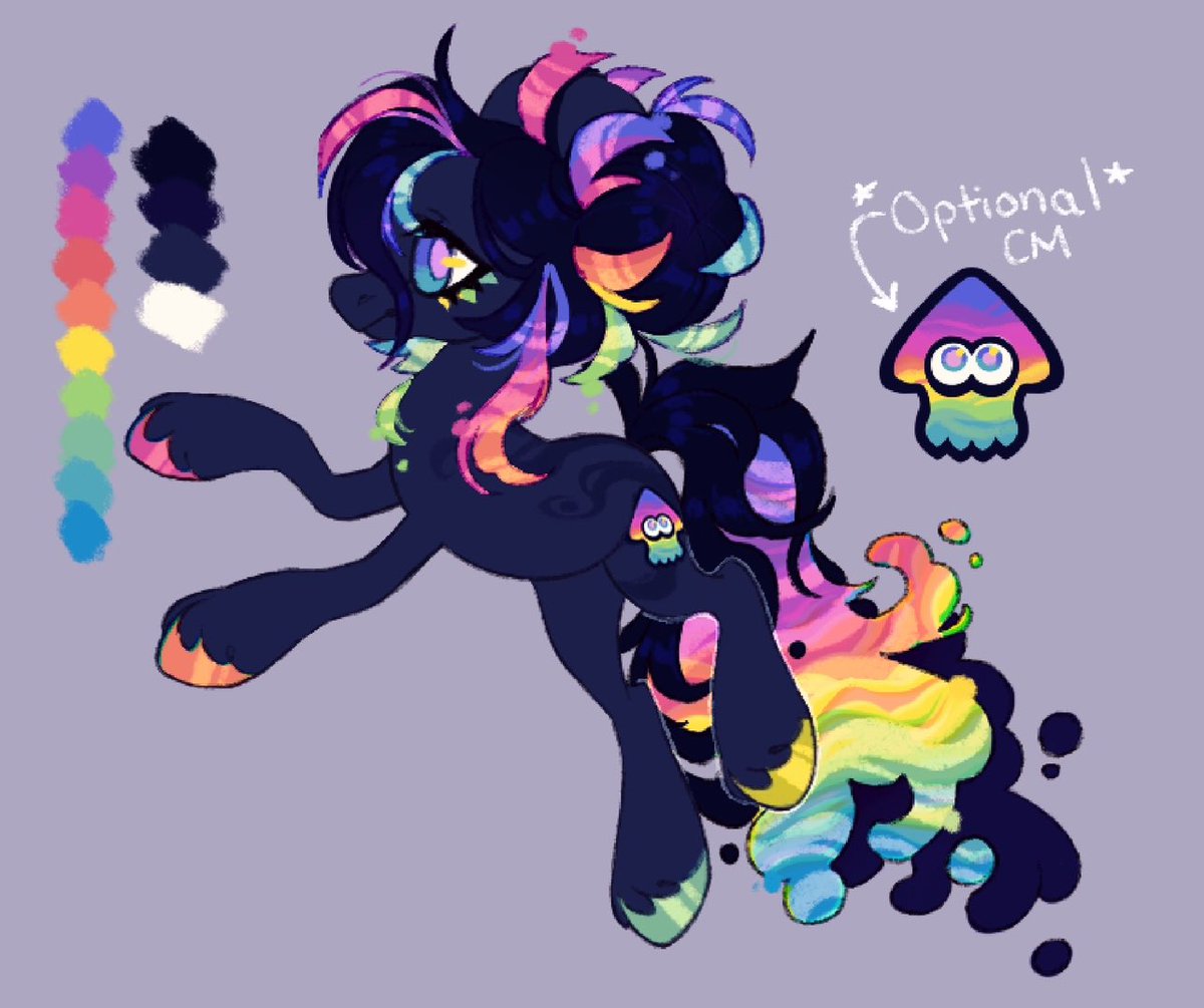 Splatoon + Oil Slick themed pony OC! 🦑🌈🪸