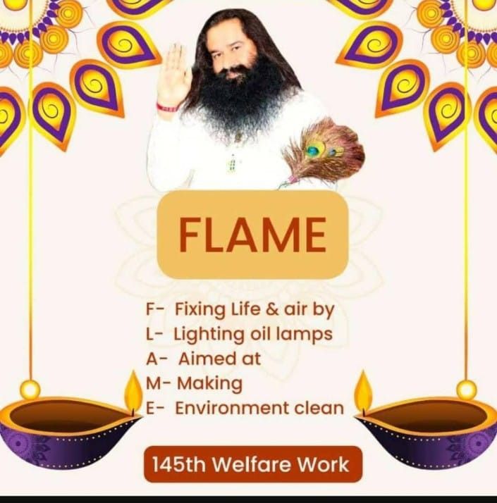 AditiSh25101526's tweet photo. Saint MSG Insan  started the FLAME Campaign, under which lakhs of people took a pledge to light earthen lamps in their homes every day. It will bring purity in body and mind, bring prosperity and knowledge in life and will also purify the environment.#FLAMECampaign https://t.co/WmqCzB9RuS
