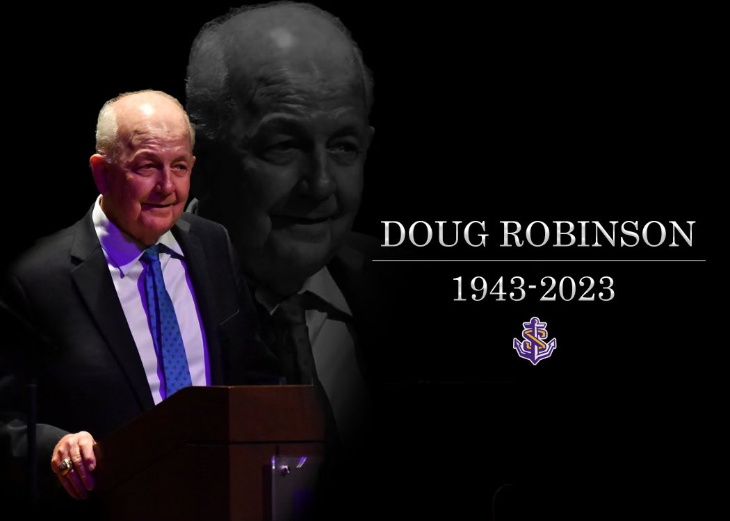 LSUS mourns the passing of former Athletic Director, Doug Robinson. Today, we lost a Hall of Famer and the architect of LSUS Athletics. He was truly a legend and his legacy will live on forever.