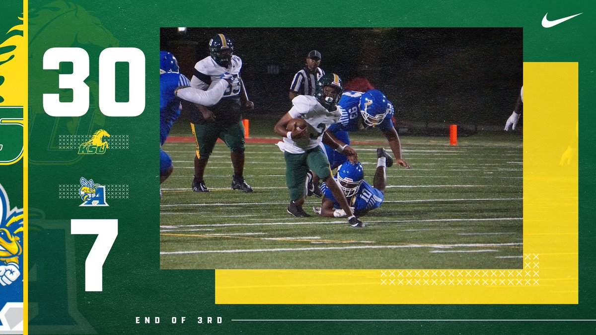 FB: Big defense stop at the end of the 3rd Qtr. upholds a 30-7 Kentucky State lead. #KSUFB