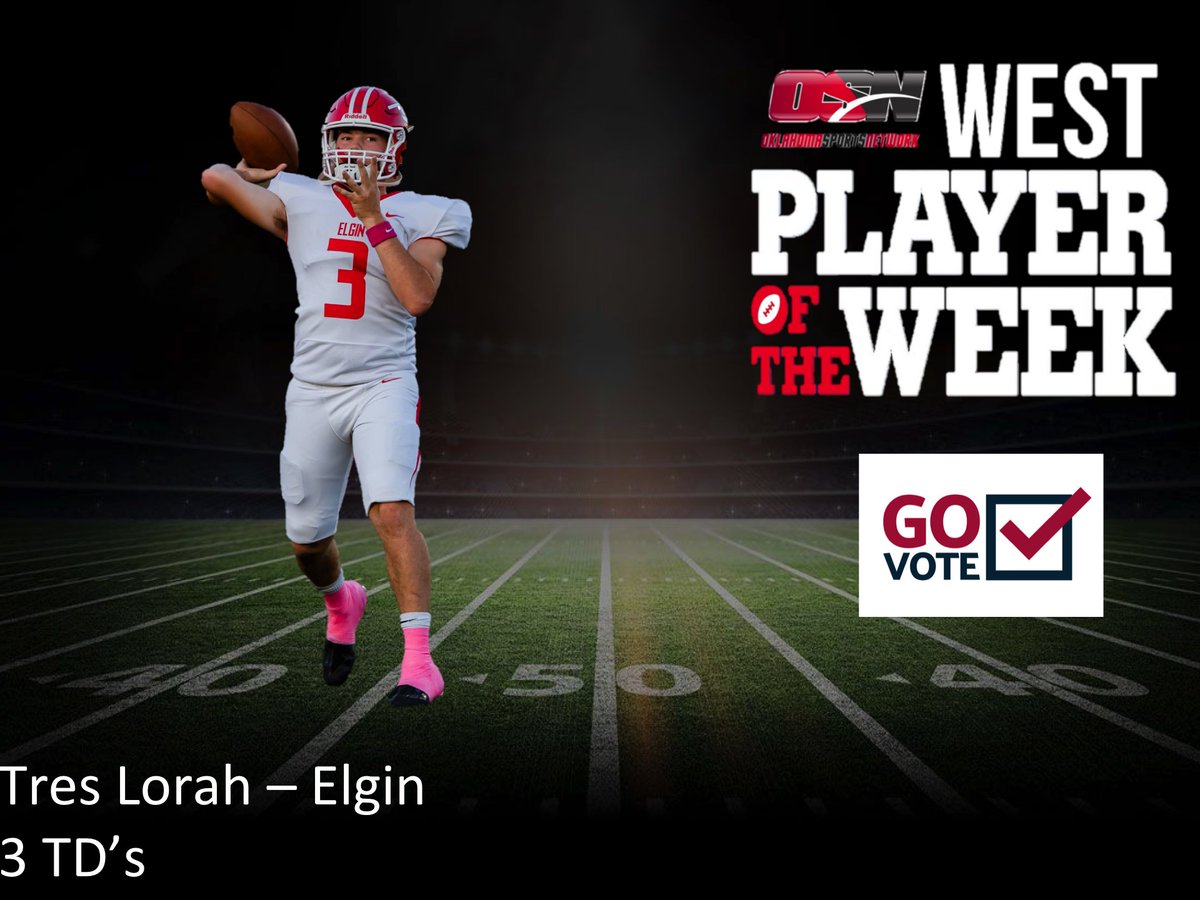 oksportsnet's tweet photo. 🌟 OSN Western Oklahoma Player of the Week 🌟

It's that exciting time of the week again, where YOU get to decide who takes home the honor of being the OSN Western Oklahoma Player of the Week! 🏆

Meet our sensational nominees:

1️⃣ Serri Sheridan- @IkeEaglesFB90 
2️⃣ La'slera Laviolette- @MCHS_FOOTBALL5 
3️⃣ Tres Lorah - @ElginOwlsFB 
Every vote counts in celebrating these remarkable athletes! 🗳️

👉 Cast your vote at https://t.co/GbE2MSZfvi and let’s crown this week’s hero! 
#OSNPlayerOfTheWeek #WesternOklahoma.