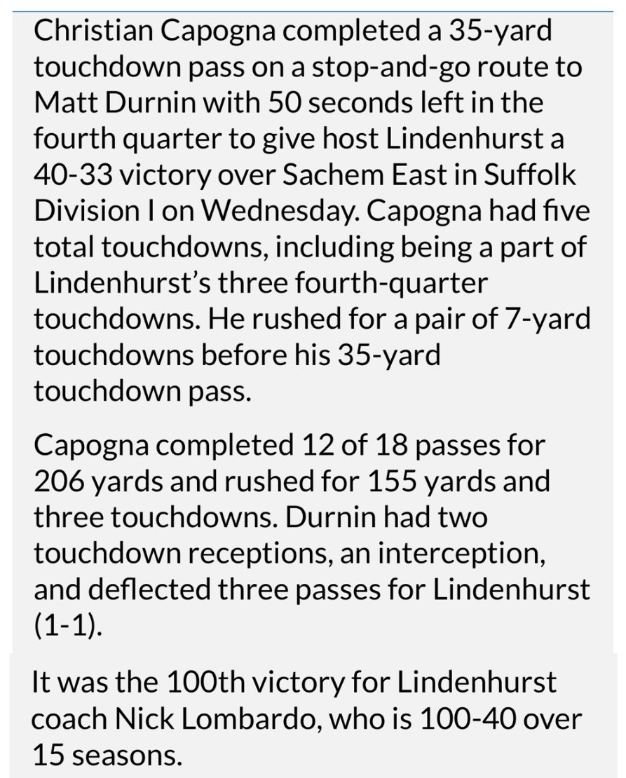 LindyTDClub's tweet image. @ChristianCap10 @NewsdayHSsports