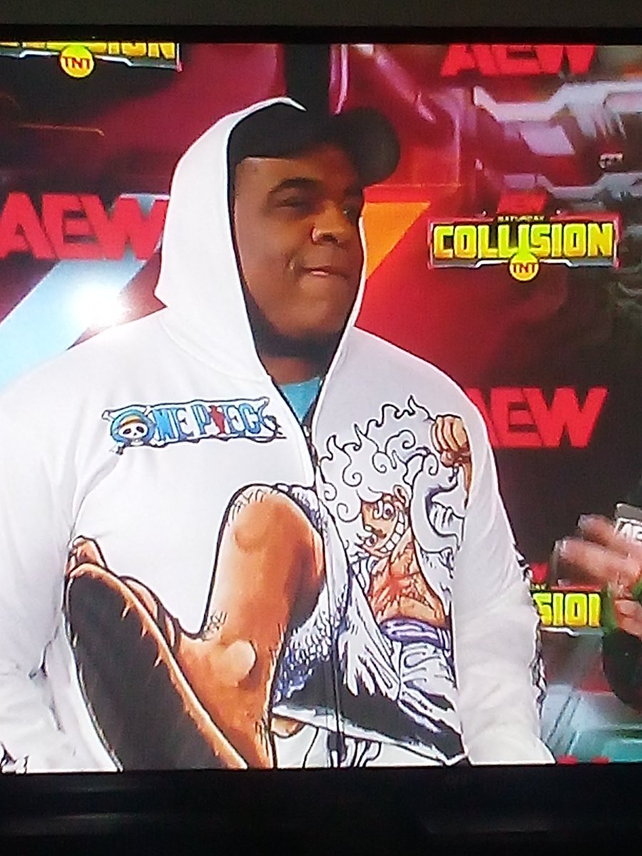 Fifth gear Luffy sweater worn by Keith Lee on AEW Collision.