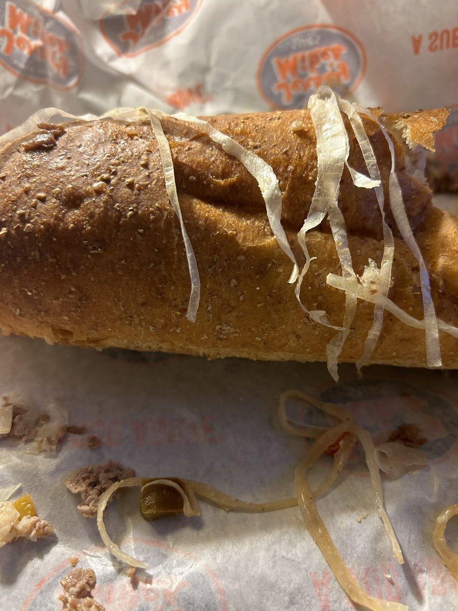 HCUNow's tweet photo. @jerseymikes Jersey Mikes sold me a sandwich laced with plastic shaped like lettuce. I kept chewing and chewing   Finally before I swallowed I pull the good out and it was clear plastic strips cut like long onions. Had I swallowed I would be in ER tonight. This is the trash they served. https://t.co/ozEsakVvZW