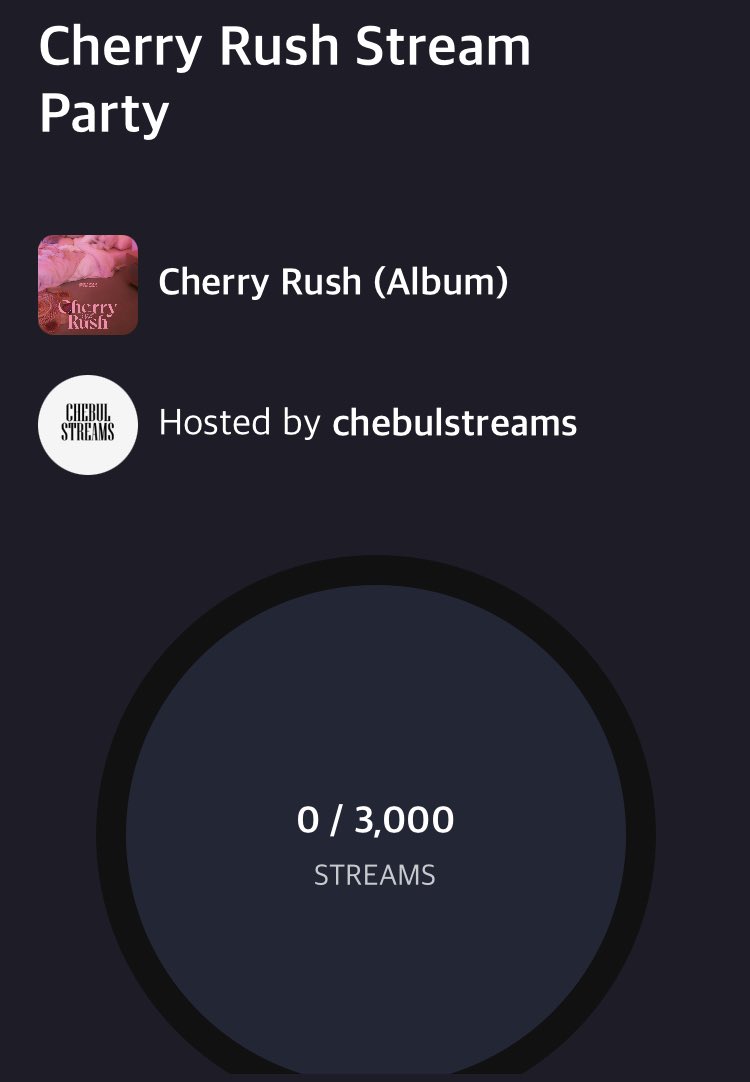 chebulstreams's tweet photo. [#CherryBullet | Renaissance Streaming Party]

Our #CherryRushStreamParty has started!

This party is focused on #CherryRush album so make sure to stream as much as you can to help reach our goal

Join here -> https://t.co/H2eThlDzKt

GOAL: 3000 streams

@cherrybullet #체리블렛 https://t.co/YPkUgpq5KS