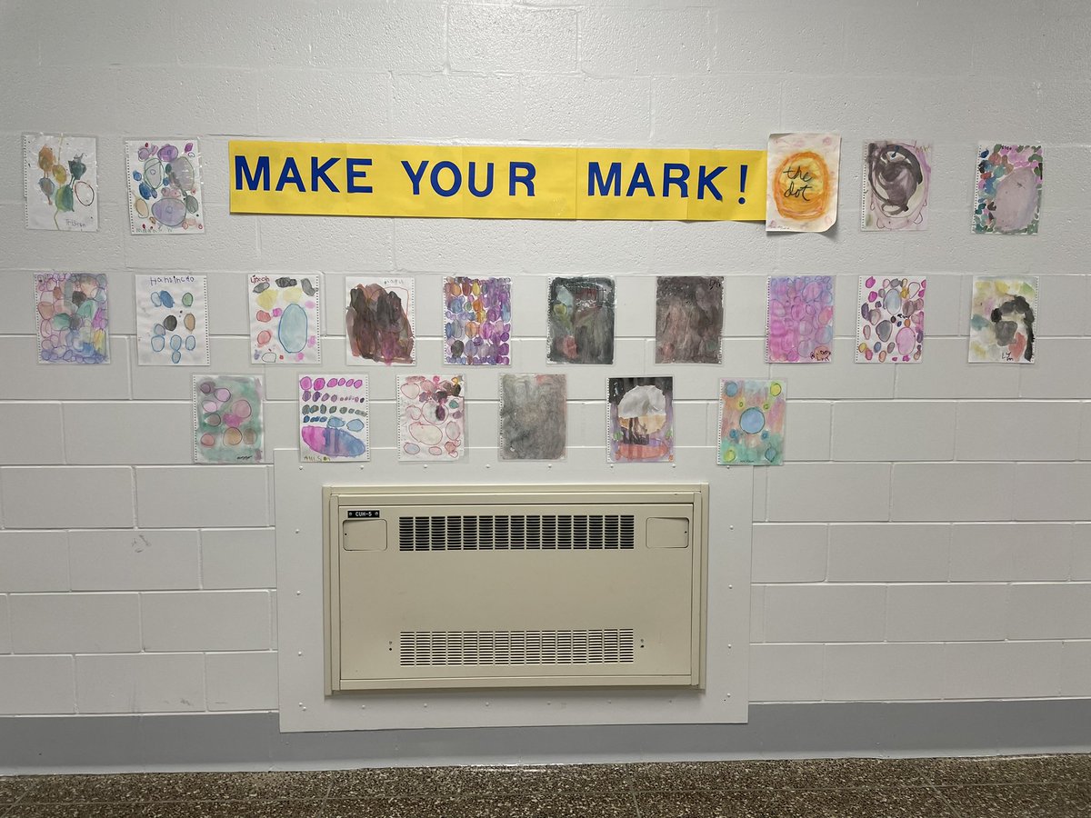 We love #InternationalDotDay Kindergarteners in Mrs. Moore’s class @WestMeadeAACPS celebrated by making their mark like Vashti, then created a gallery walk for families to enjoy at Back to school night! #WestMeadeMakesItFun #MeadeStrong #AACPSAwesome
