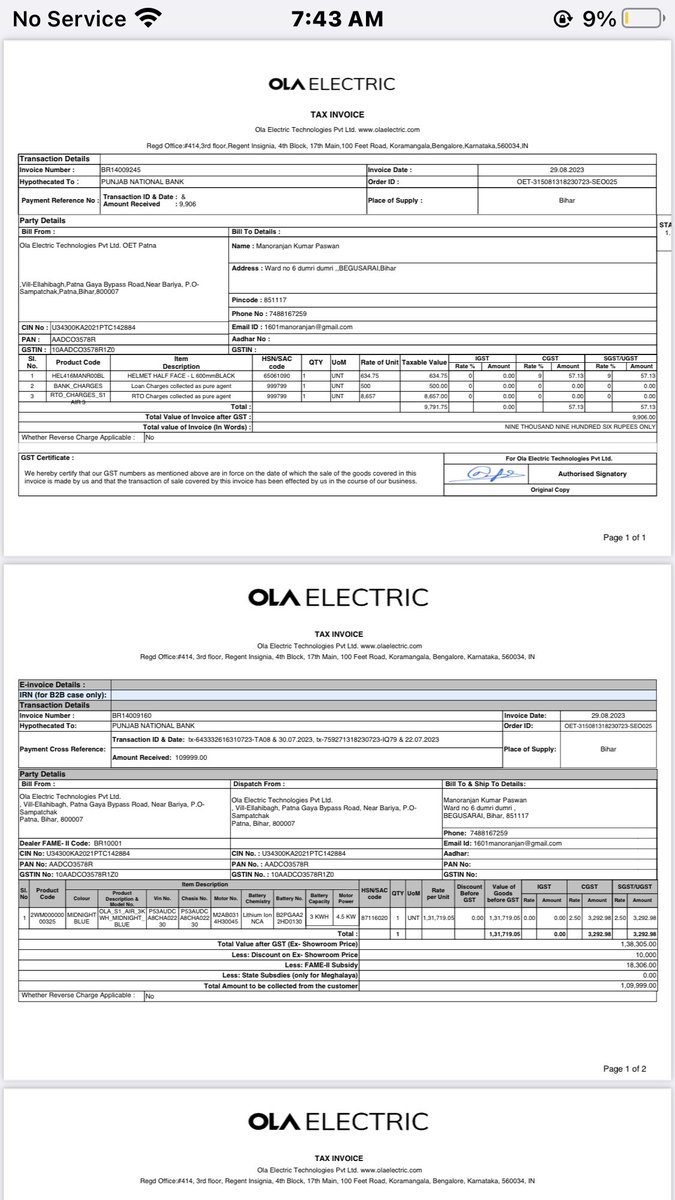 Gagan9652's tweet photo. Otherwise I have to take legel action against @OlaElectric https://t.co/9mo4mYjmNE