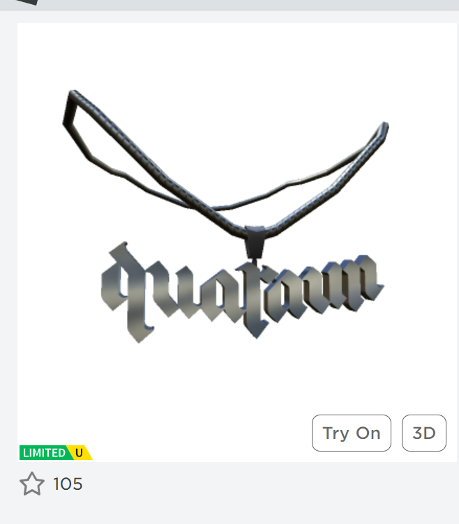 RoGameNews's tweet photo. Popular ROBLOX developer @haz3m_, @secrethazem released a limited "Quataun Necklace" for 99K Robux, with 99 Stock. Thought's? (All Sold Out).
Chain: https://t.co/A3Elt8qLzP
#RobloxDev #RobloxDevs #Hazem #Rich #Chain #Necklace #Diamond #99K #Robux #99Stock #Stock #Limited #UGC https://t.co/TlhB86X2Is