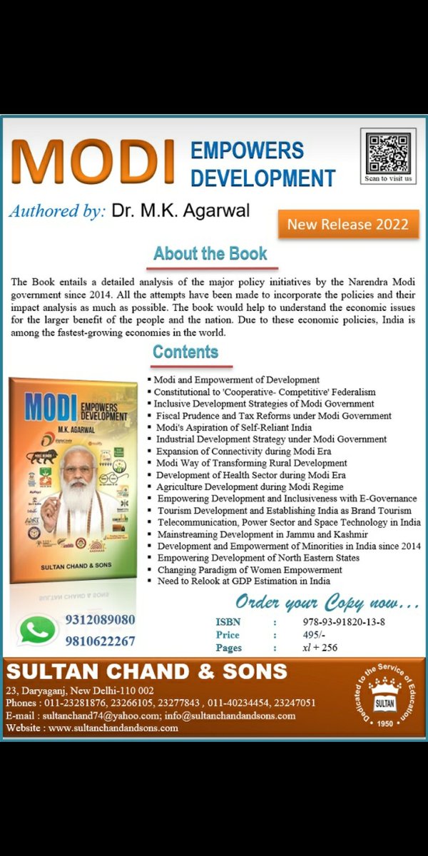 DeswalMDULU's tweet image. &quot;Delving into Professor M.K. Agarwal&apos;s book on Modi&apos;s Indian economic transformation and his sustainable global development vision. 📚🇮🇳 An enlightening read with a promising outlook. Highly recommended! #ModiEconomy #SustainableDevelopment #MustRead&quot;