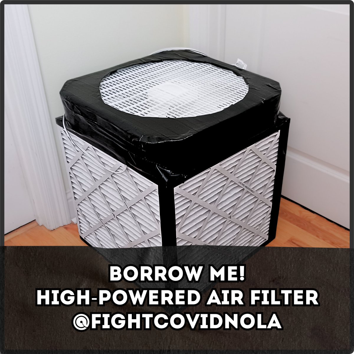 Thanks to Mutual Aid Roundup, we now have a dedicated air purifier
(DIY HEPA filter aka #CorsiRosenthalBox)
to lend out for events, home isolation*, & more!

If you're planning an event you'd like to make safer, reach out!