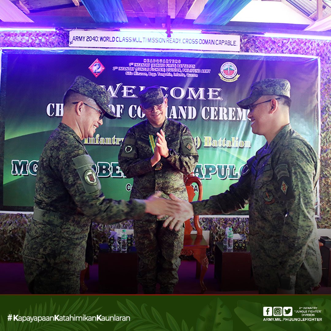 JungleFighter2's tweet photo. The Always First Battalion welcomed its new commanding officer in a Change of Command Ceremony by the 2ID Commander Maj. Gen. Roberto S. Capulong at the battalion's headquarters in Infanta, Quezon on Saturday, September 16, 2023.

#JungleFighter
#KapayapaanKatahimikanKaunlaran https://t.co/FH0VwBGRPs