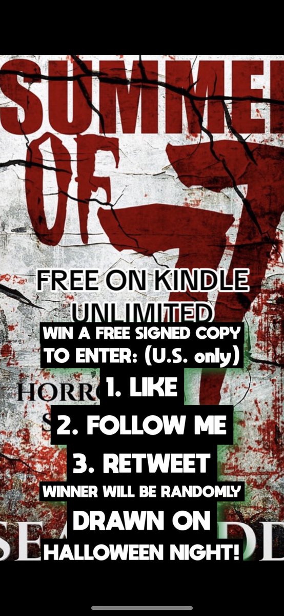 Win a free signed copy. To enter LIKE FOLLOW RETWEET U.S. only. Winner announced Halloween night!  #Halloween #Giveaway #contest #horrow #FFF
