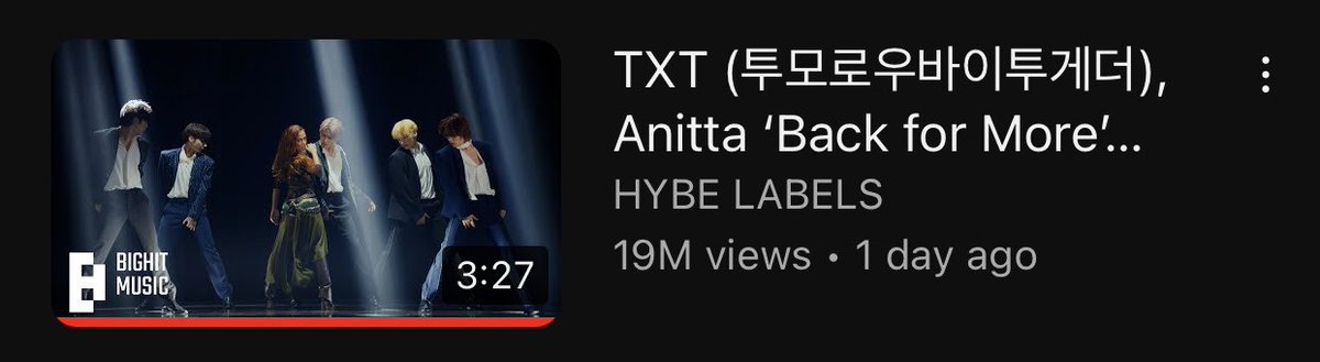 txtarchivee's tweet photo. Back For More has now surpassed 19 MILLION views on YouTube!! We were able to achieve our first week goal for the MV in just 2 DAYS!! 😭 https://t.co/oa7aR2bTaW