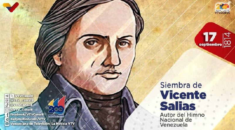 #EFEMÉRIDE🗓️| Se cumplen 209 años del fusilamiento del médico y escritor Vicente Salias, autor de la letra del insigne Himno Nacional de Venezuela, así como de la frase: "Dios omnipotente, si allá en el cielo admites a los españoles, ¡yo renuncio al cielo!".

#17Sep