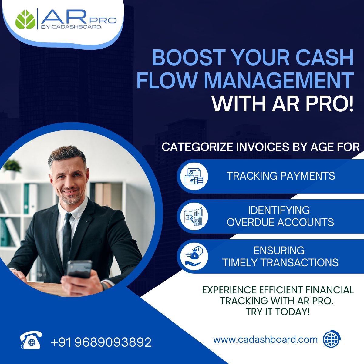 CADashboard's tweet photo. Optimize Cash Flow: Streamline Payment Tracking and Overdue Accounts with AR Pro! Experience Smarter Financial Management Today. Avail your 14-days Free Trial- https://t.co/IsvyYwjuji

#cadashboard #arpro #cashflow #cashflowmanagement #payments #trackingpayments https://t.co/nDf5BXgFGb