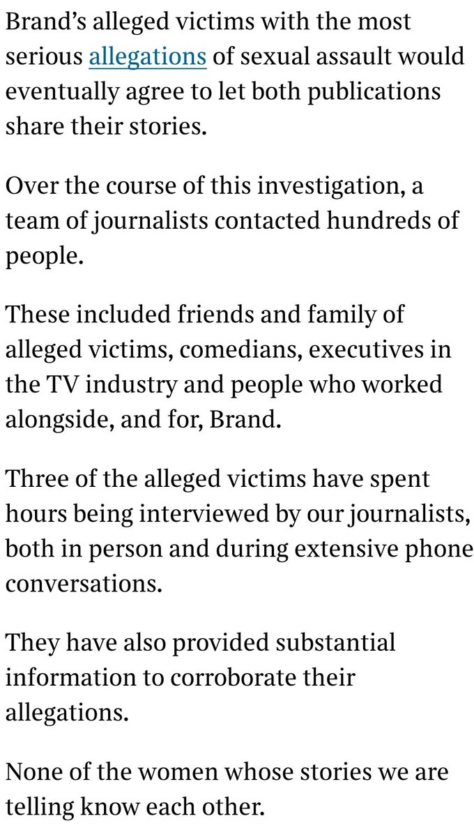 danbarker's tweet photo. @JusterBrowser @simonateba @DrMichaelSagner Hi, Juster, you can find that info directly from The Times and Sunday Times.

You accuse me of lying, but a simple 5 second Google search would have also shown you this info (try: 'russell brand investigation 2019', for example) https://t.co/5kpdE5nkxA