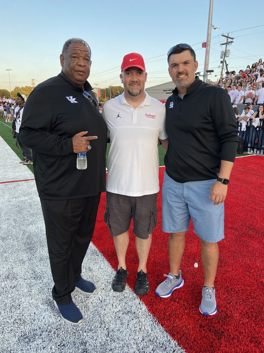 It was great talking to Coach Marrow and Coach White last night before watching Corbin defeat Frederick Douglass! #RedhoundNation #BBN <a href="/vincemarrow/">CoachMarrow</a> <a href="/CoachWhiteFB/">Brad White</a>