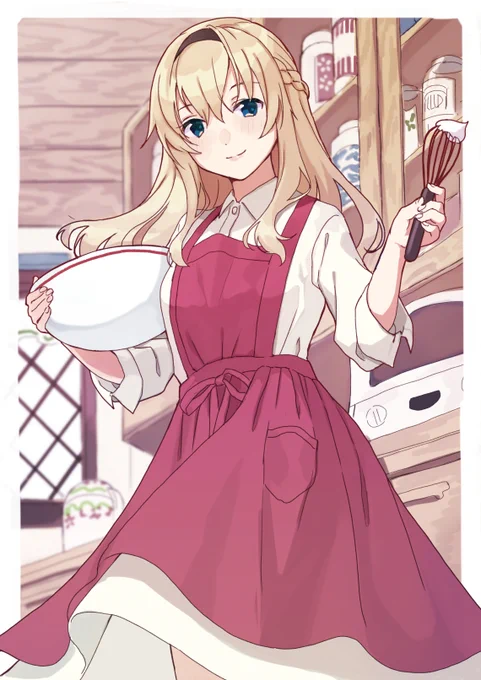 お題箱から、エプロン姿のウォースパイト様 #艦これ 