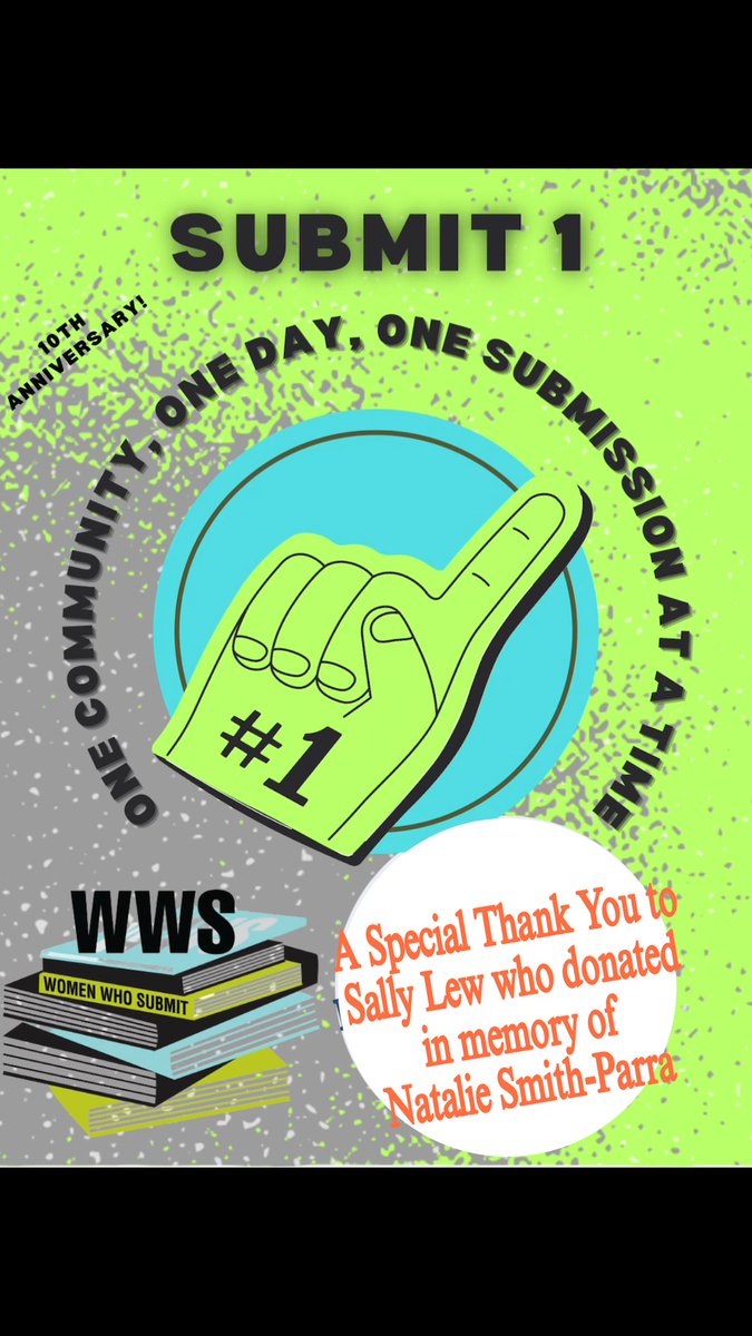 Thanks so much to these #SUBMIT1 donors:
<a href="/stodj/">June Stoddard</a>
<a href="/lifeofjem/">Mudgalor</a>
<a href="/LucyRodriguez/">Lucy Rodriguez</a>
<a href="/shondabuchanan/">Shonda Buchanan, Author/Educator/Oxfam Ambassador</a>
Let's all spread the word on WWS’s mission &amp; continue to push the needle toward equity and #inclusion in #publishing.
#womenwriters #NonbinaryWriters
#womenwhosubmitlit 
#womeninpublishing