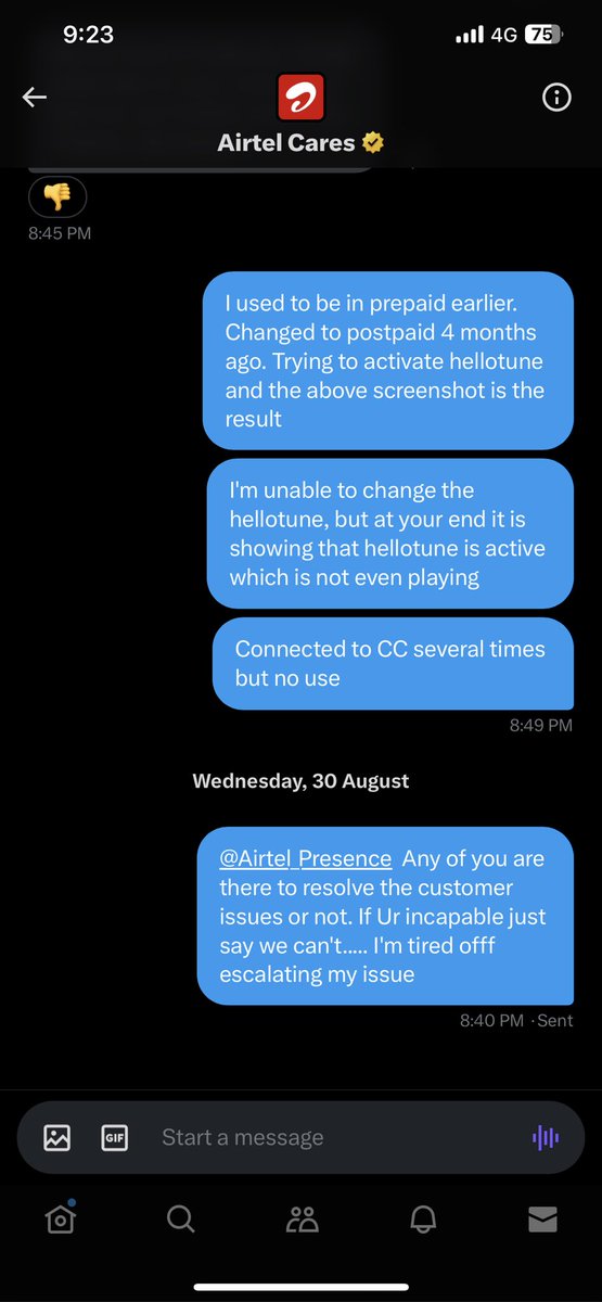 d_sagarcasm's tweet photo. @airtelindia Really..... Joke of the decade🤔. Contacting CC service from last 4 months to resolve my issue.... No one cares🙏🙏🙏 https://t.co/XsZ8CC3Uww