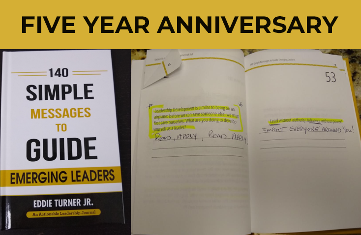eddieturnerjr's tweet photo. 📆 5th #Anniversary: 140 Simple Messages to Guide #EmergingLeaders
The Kindle edition is available TODAY on https://t.co/bCVRVflYkr for FREE! 🎉
#Bookversary #Leadership #Coaching #LeadershipDevelopment #KeepLeading #Author #BestSeller #EddieTurner #FiveYear https://t.co/rQMJ25UPGr