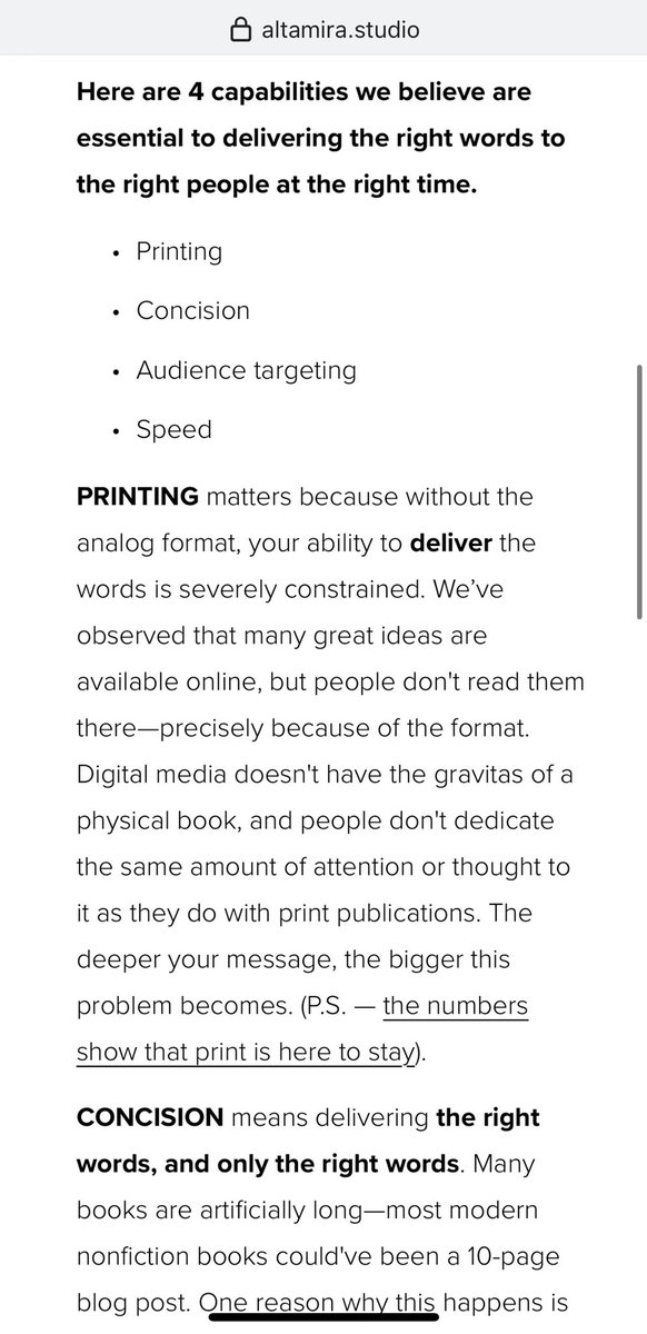 for those who’ve been following along, we have a new manifesto: altamira.studio/about. our last one was called “disrupting publishing in 700 words”. we hope we’re moving toward not only a better sentiment, but a better business also. ALL feedback would be super valuable!! 💫