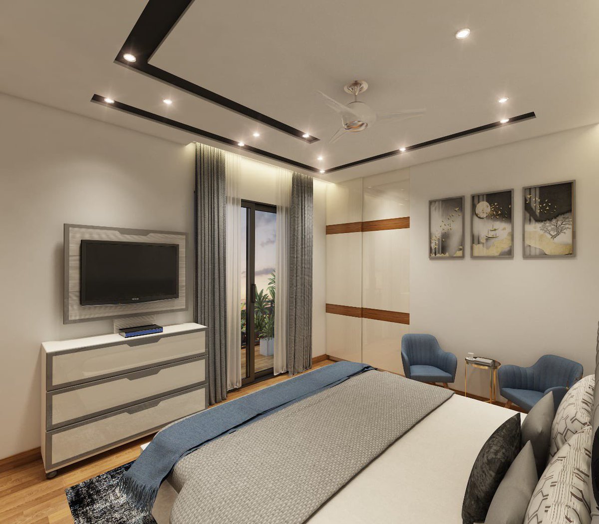 RoyalThum's tweet photo. Blue bage wood palette #royalthum #interior  #interiordesign #viral  #trending #roomdecor #tvunit #greaternoida #woodworking #woodwork #ceilings #bluetheme https://t.co/EoyFHC9tza