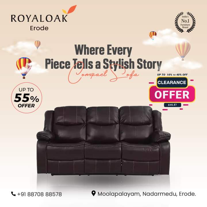 RoyaloakErode's tweet photo. Where Every Piece Tells a Stylish Story
#Royaloak_Furniture_Erode
Call &amp; whatsApp : 88708 88578
#royaloak #furniture #erode
#royaloakerode #ErodeDistrict #royaloakfurniture 
#furnitureshop #furnituredesign #recliner #furniture #sofa #livingroom #interiordesign #homedecor #luxury https://t.co/gnS5EK4Syi