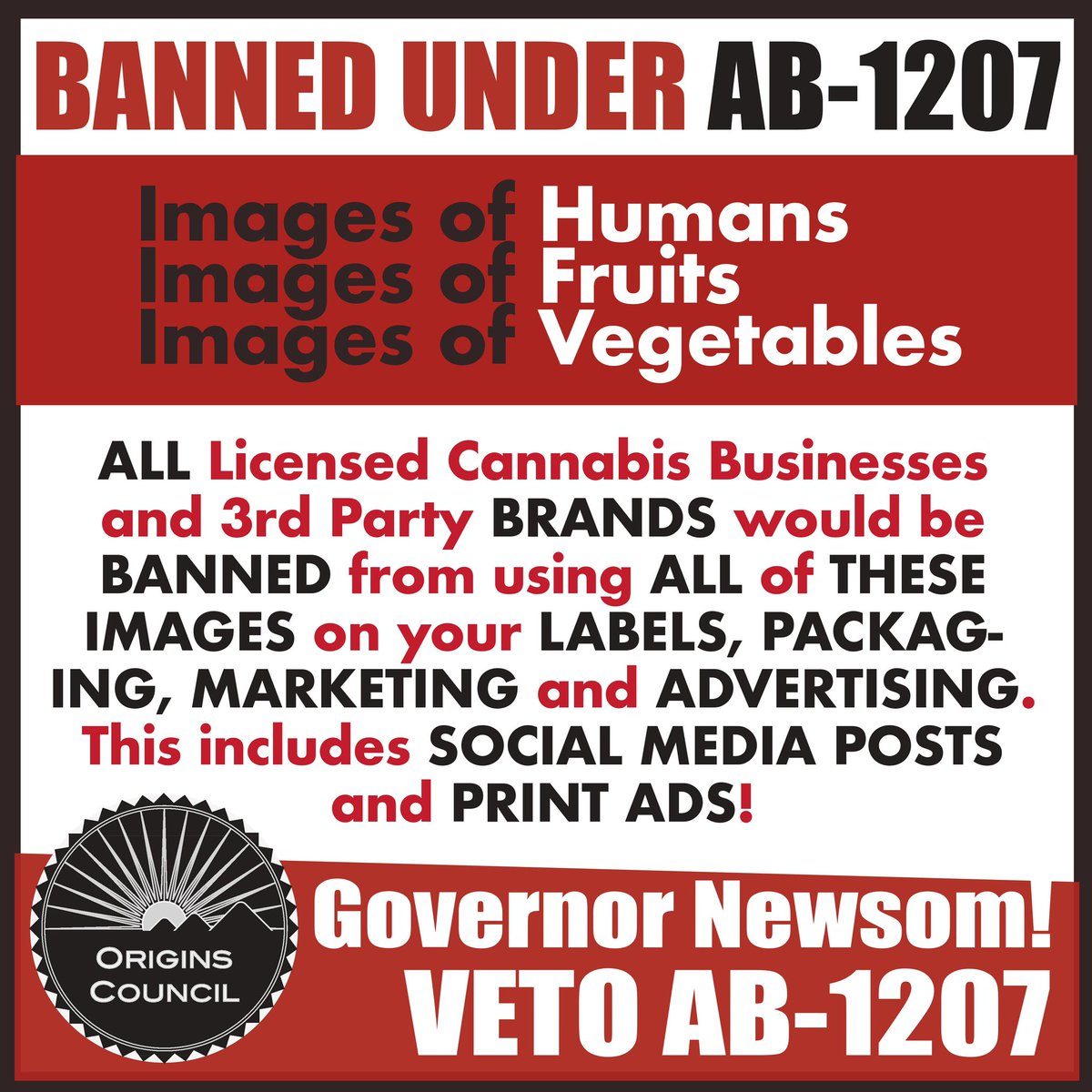 ‼️CA CANNABIS COMMUNITY‼️
Please take 2 minutes to click on the link below to sign and submit a letter to <a href="/GavinNewsom/">Gavin Newsom</a> urging him to #VetoAB1207 This law would devastate craft cannabis farmers and brands Statewide! 

SIGN &amp; SUBMIT LETTER HERE: modernaction.io/email_petition…