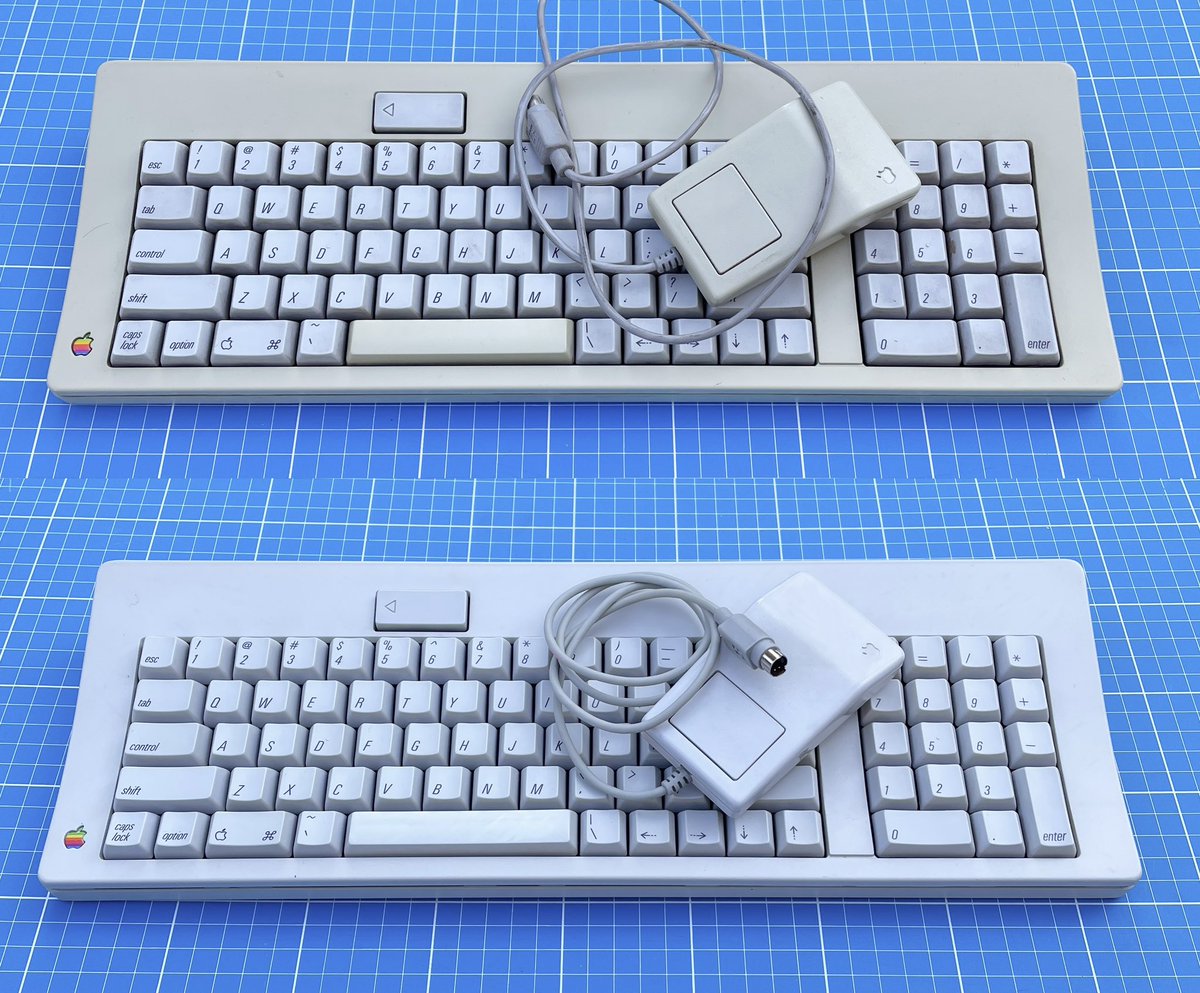 applemuzeumpl's tweet photo. The old ADB keyboard looks new again. Now we can show it at the exhibition. #retrobright https://t.co/uwC6GKttno