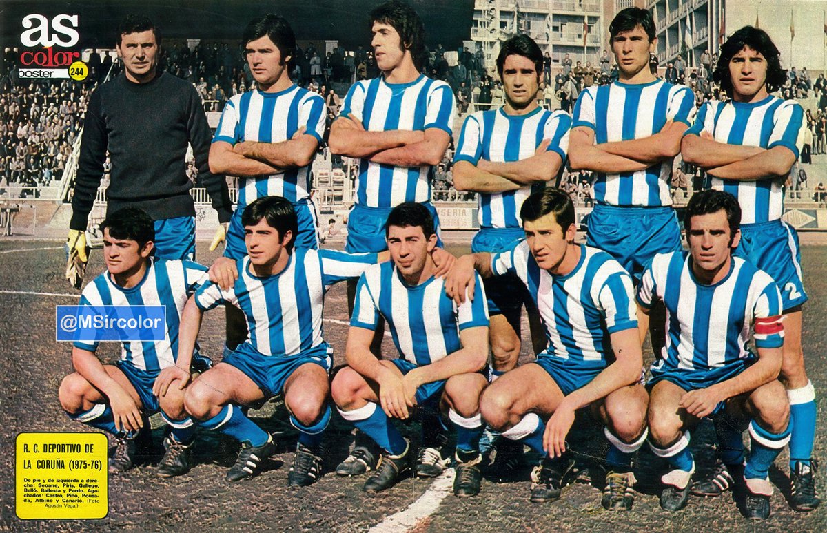 MSircolor's tweet photo. Poster #Ascolor del @RCDeportivo 75-76 #Seoane #Piris #Gallego #Belló #Ballesta #Pardo;;#Castro #Pino #Pousada #Albino y #Canario estuvieron de entrenadores #Naya y #JoséMaríaMartín https://t.co/XvJ2wuvdmF