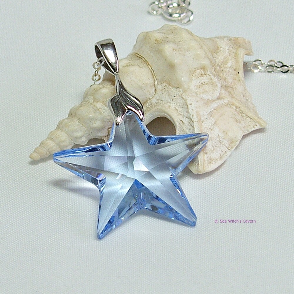 Swarovski crystal star necklace for women in light sapphire etsy.me/2e7Gdwl #crystaljewellery
#onlinecraft