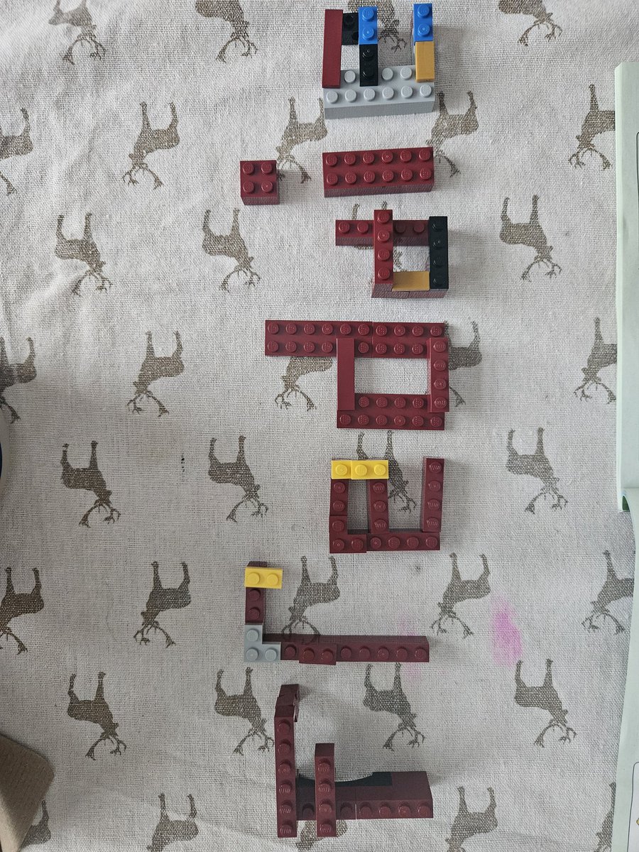allaz86's tweet photo. @Ysgol_y_Castell Practising name writing in different ways 😊 #gwathcartrefnantypandy  #GCNYP #sicastell #LEGO https://t.co/Srfc9tqYL5