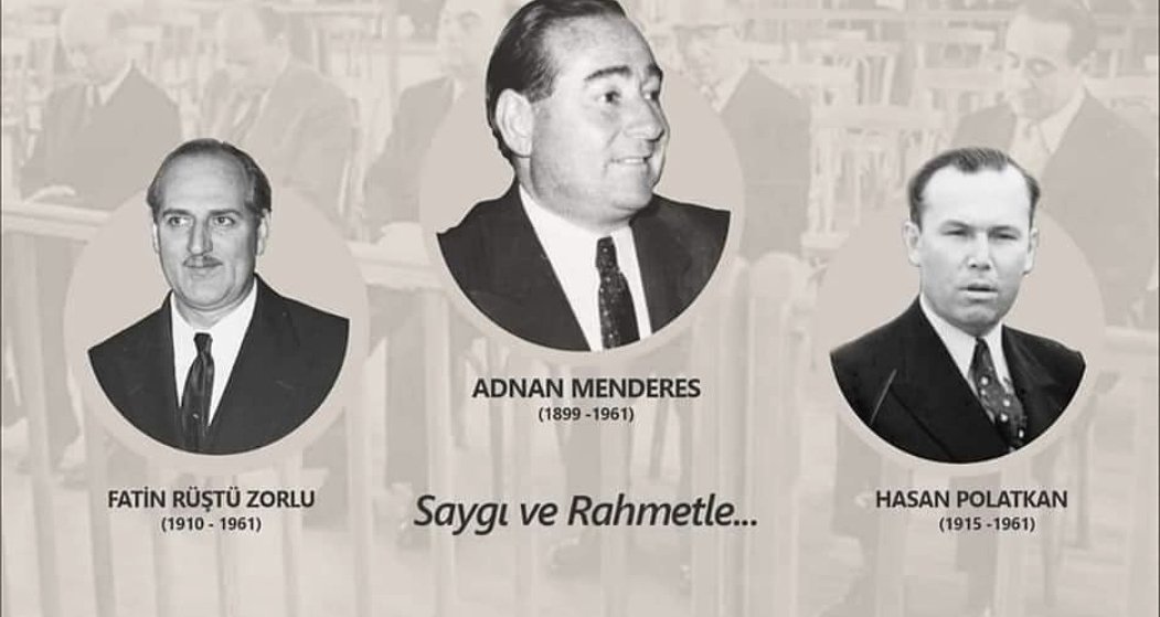 'Yeter söz milletindir' şiarıyla Cumhuriyetimize, demokrasimize, ülkemize yaptığı hizmetlerle aziz milletimiz nezdinde müstesna yeri olan merhum Adnan Menderes’i ve yol arkadaşları merhum Fatin Rüştü Zorlu ile Hasan Polatkan’ı vefatlarının yıl dönümünde rahmetle ve saygıyla…