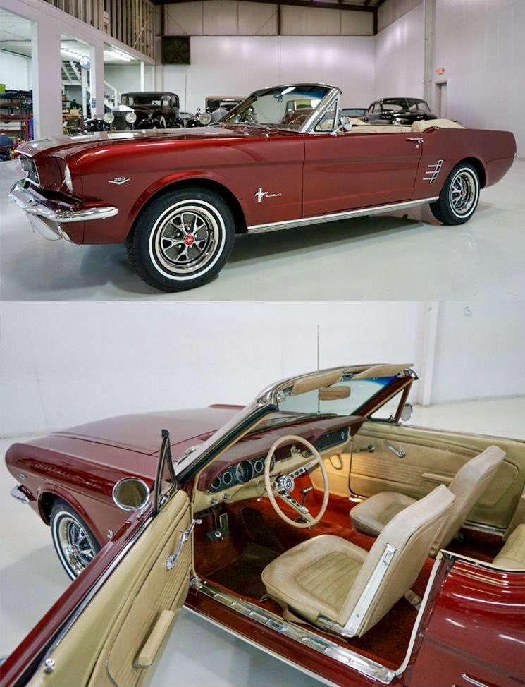 A 1966 Ford Mustang Convertible in cherry red 🍒