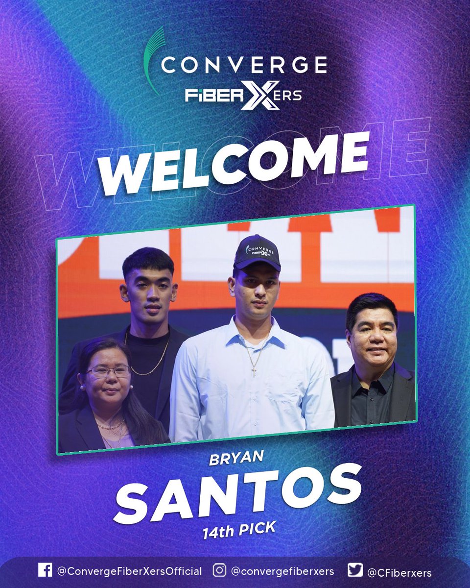 #PurpleBlooded: Welcome to the #ConvergeFiberXers, Bryan Santos!

#Converge
#PBADraft
#PBAGameTayoDito