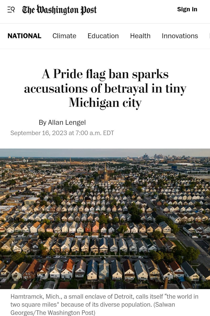 JosemaVallejo's tweet photo. -Un musulmán, alcalde de un pueblo de Michigan, prohibe la bandera gay-

Es el único pueblo del país con ayuntamiento musulmán. La comunidad LGBTIQ+, se siente traicionada.

“Les dimos la bienvenida, les buscamos viviendas, creamos ONG para facilitar la integración. ¿Y así es como nos pagáis, apuñalándonos por la espalda?" Afirma una trabajadora social que se identifica como gay.