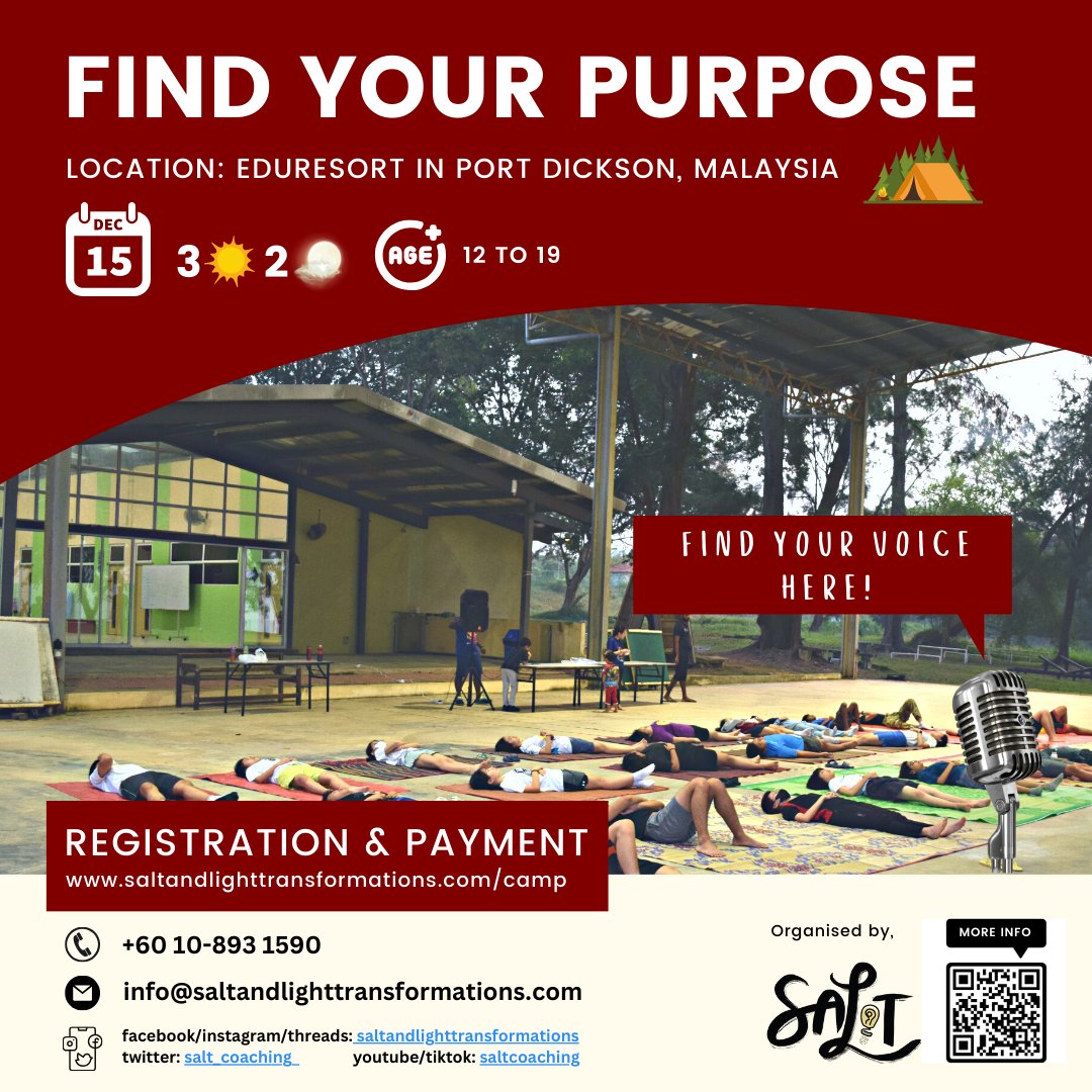 It's not just a camp; it's a journey to find your inner spark, set inspiring goals, and make new friends who are just as amazing as you are! saltandlighttransformations.com/camp
#holidaycamp #holidaycamping #decembercamp  #decembercamping #malaysiacamp #malaysiacamping #youthcamp